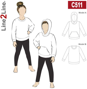 Line2Line snitmønster - C511 Hættetrøje eller sweatshirt - Børn